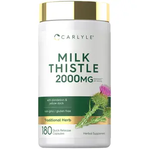Carlyle Milk Thistle 2000mg | 180 Capsules | with Dandelion & Yellow Dock | Non-GMO, Gluten Free Carlyle Milk Thistle 2000mg | 180 Capsules | with Dandelion & Yellow Dock | Non-GMO, Gluten Free