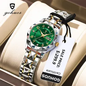 GOHUOS Luxury Elegant Women Watch Luminous Waterproof Week Date Woman Wristwatch Stainless Steel Quartz Fashion Ladies Watches