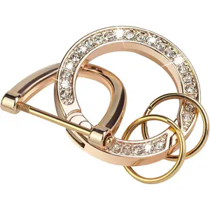 Gold Bling Rhinestones keychain Fingerprint Resistant Plating Metal Key Chain Ring