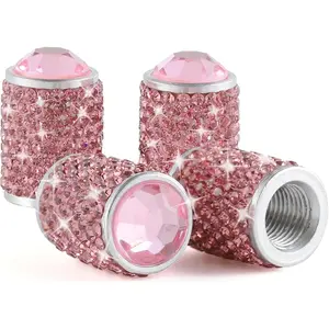 Car Wheel Tire Valve Caps, 4 PCS Bling Tire Valve Caps, Crystal Tire Caps Shinny Rhinestone for Women, Universal Car Dustproof Tire Valve Caps for Cars, Trucks, SUV and Motorcycles