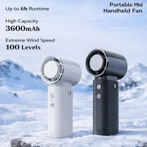 Aibesser Portable Handheld Turbo Ice Fan with 5 Speeds 3600mAh Battery 9m/s Wind USB Rechargeable 15000 RPM Ideal for Travel Outdoor Activities outdoorfun