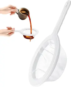 Ultra-Fine Nylon Mesh Strainer- Mini Kitchen Colander for Coffee, Milk, Yogurt, Juice - Non-Slip Handle & Hanging Hole (120 Mesh)