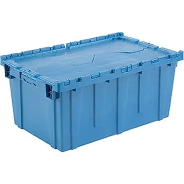 Monoflo International DC2717-12BLUE Durable Plastic Rectangle Shipping & Storage Container, Hinged Lid, 27.187x16.625x12.5 in, Blue, for Home Supplies & Distribution Industry