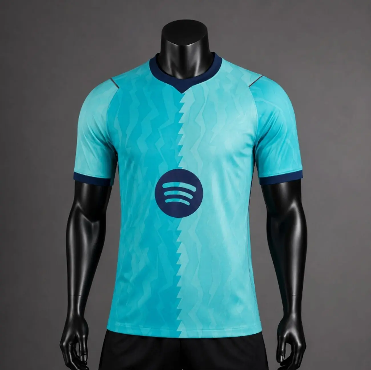 [FULL LOGO] 2026-27 Mint Green Soccer Jersey, Split Color Football Shirt, Loyal Blue V-Neck Collar, Short Sleeve Third Style Fan Jersey, Premium Sportswear Top for Men & Women