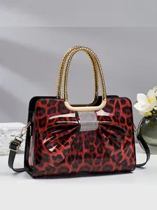 Elegant Butterfly Knot PU Leather Handbag, Rhinestone Embellished Crossbody Bag, Large Capacity Shoulder Bag for Women, Casual Travel Purse, Casual Commuter Bag