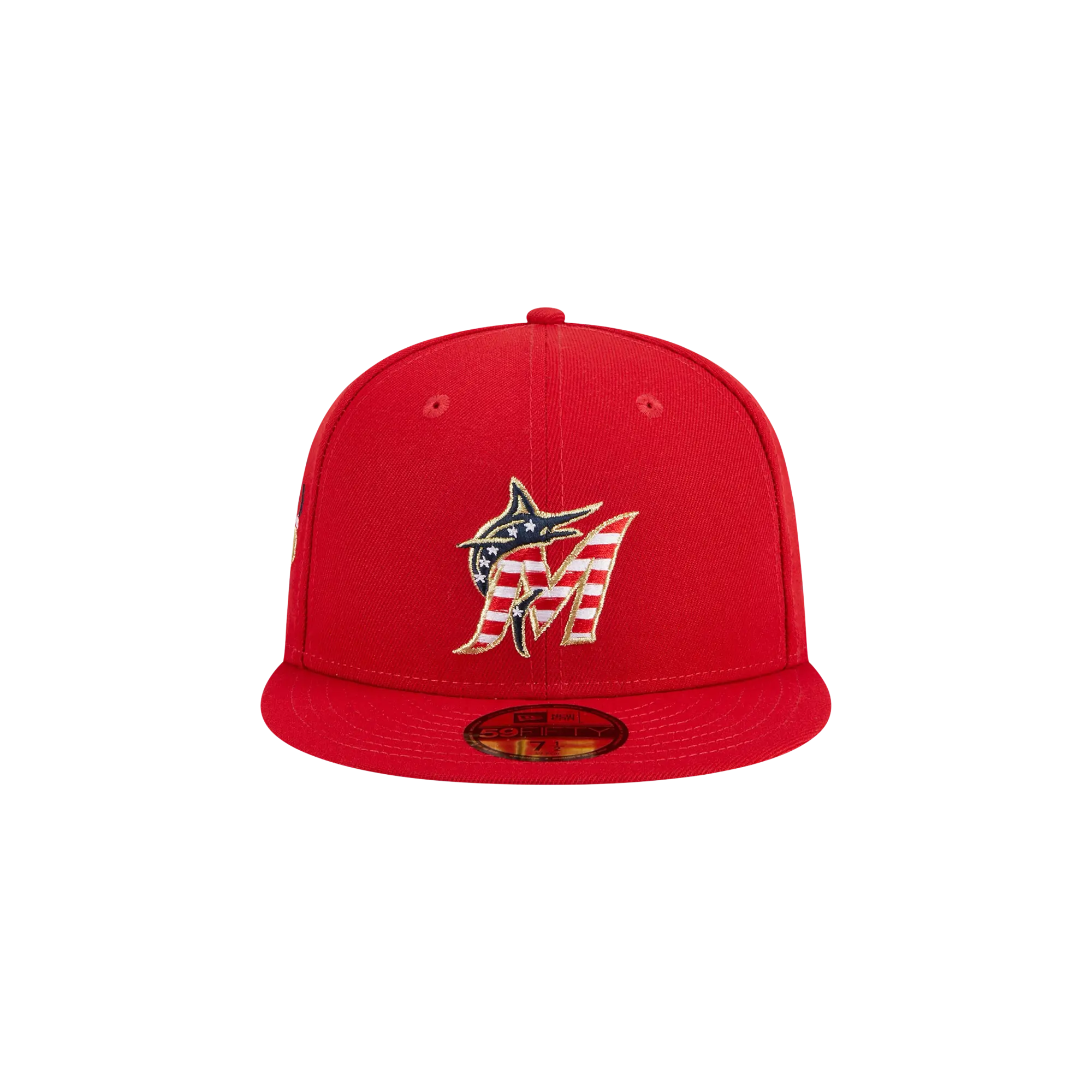 59FIFTY Miami Marlins Fourth Of July Fitted Hat "Red / Grey - Under Brim" NE909