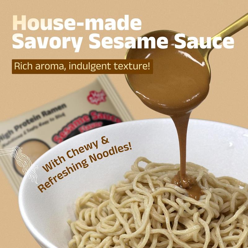 HealSpot High Protein Instant Ramen, 30g Plant Based Protein, Low Fat, Low Carb, Non GMO, Keto Friendly, Plant Based Dry Mixed Ramen, 6 Packs of Sesame Sauce Flavor