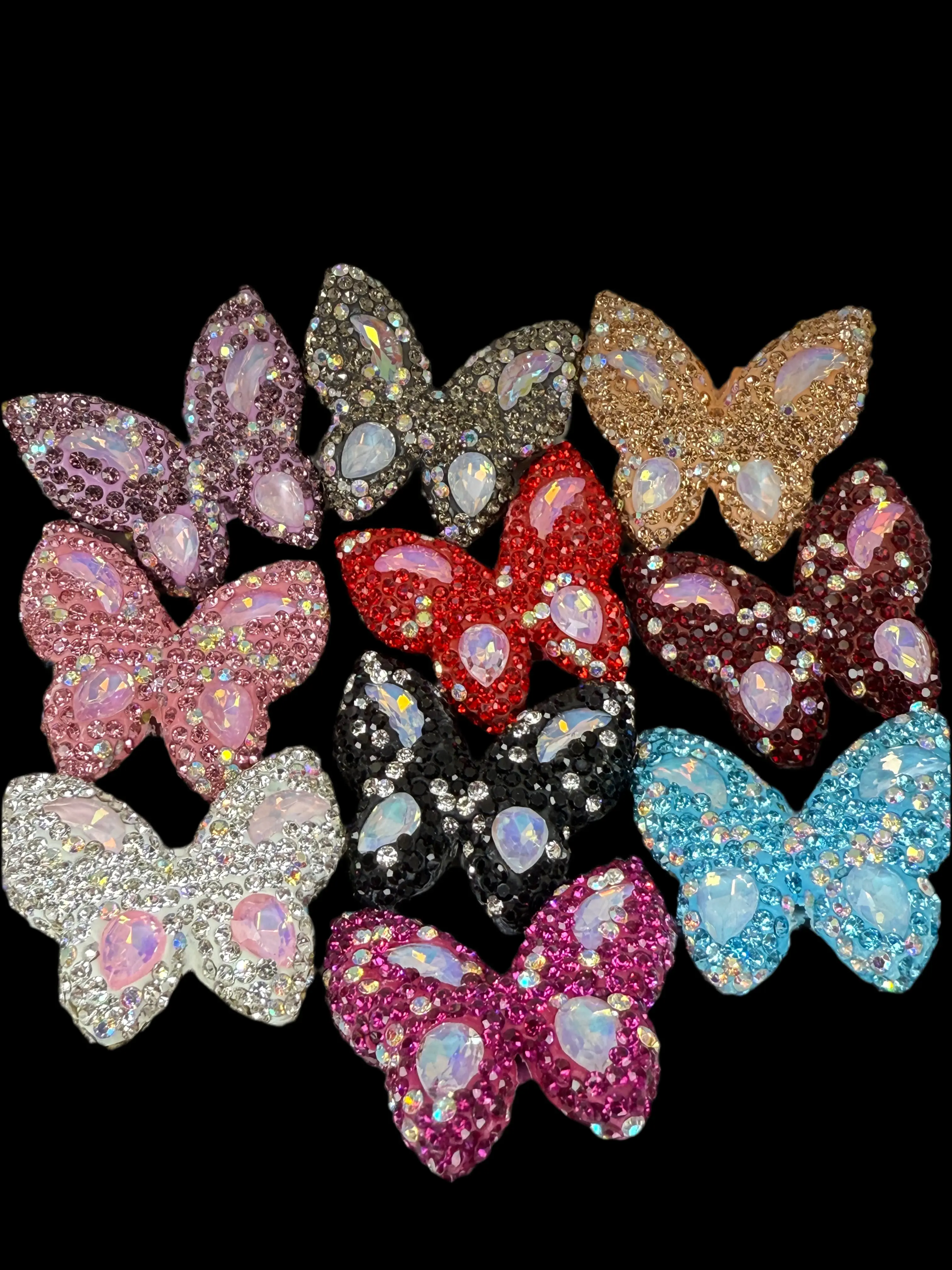 R52- (1PC) CHOOSE YOUR COLOR- High Quality 37mm BUTTERFLY Pave-rhinestones with shape rhinestones on wings Clay Core Beads for DIY