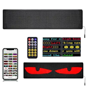 LED Sign Programmable Car Sign, Flexible Matrix Panel Large Screen Animation Text Message Scrolling LED Display Screen, for Home Decoration, Cars, Shops, Bars, Parties, Business Festivals, Car decorations interior 35.4 x 7.5 Inches