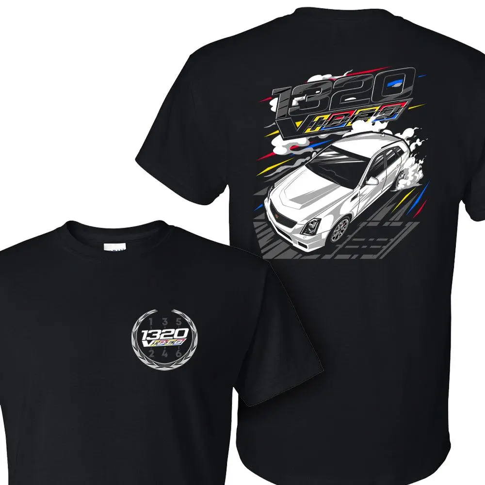 1320 Video Wagon T-Shirt – White CTS-V Wagon Drifting Graphic, 1320 Video Shifter Logo, Perfect Gift for Car Enthusiasts, Men's Cotton Tee