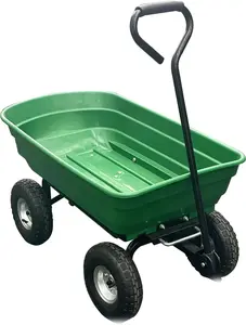 Wheelbarrow up to 272 kg, garden wheelbarrow, 4 pneumatic tyres with metal rim, multifunctional sack truck, carrying aid, plastic tub