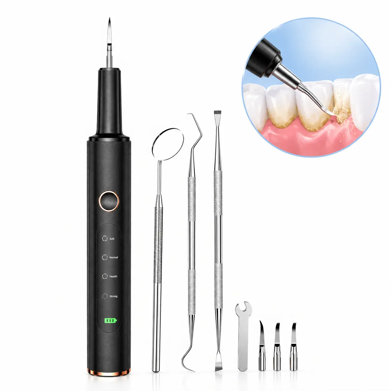 YSHTKS Rechargeable Portable Water Flosser,Dental Cleaner With Led Light,Professional Teeth Cleaning Kit For Tartar&Stains,4 Cleaning Modes With 4 Replaceable Heads,Ipx6 Waterproof