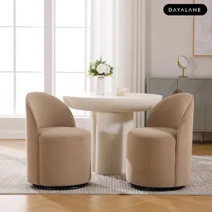 [Mother'sDayGift]DAYALANE Modern Swivel Dining Chair For Dining Room With Rotation Base Velvet Khaki