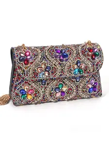 Women's Elegant Rhinestone Decorated Evening Bag, for Back To School, Graduation Season, Exquisite Trendy Flower Design Clutch Bag, Fashionable Shoulder Bag for Party Decoration, Elegant Purse