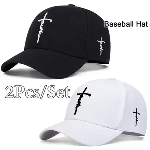 2Pcs/Set Personality Cross Embroidered Adjustable Baseball Cap Breathable Sun Protection Outdoor Hat