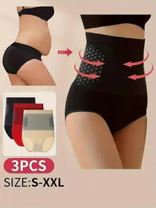 3-Pack Seamless High-Waist Postpartum Shapewear Pants, Plus Size Bodycon Butt Lifter, Breathable Comfortable Waist Trainer Underwear
