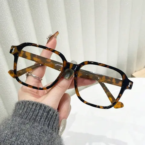 Leopard Pattern Eyeglasses, Anti-blue Light Eyeglasses for Women & Men, Fashion Eyeglasses for Work, Daily Clothing Decor, Perfect for Student Daily Use, Stylish Square Frames