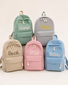 Personalized Corduroy School Backpack with Embroidered Name, for Students, Office & School Supplies Use