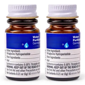 Water Purification Tablets  Portable And Effective Solution For Camping Hiking Emergencies Disasters International Travel Two 50ct Bottles Blue