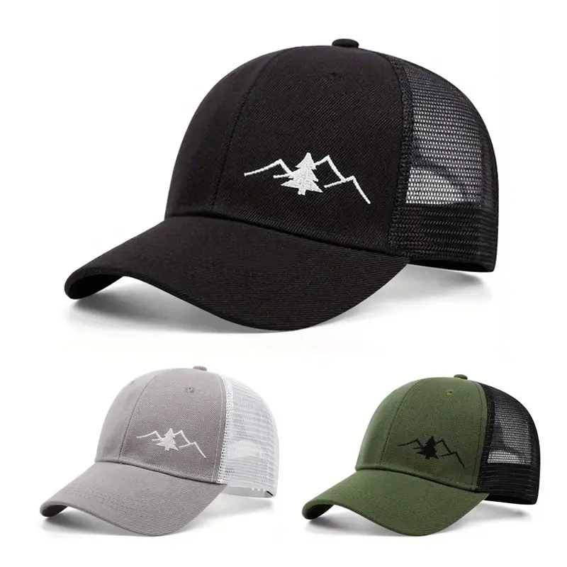 Trucker Hat [ Great Outdoors Design ] for Men and Women: Mid Profile Cap with Breathable Mesh Back and Adjustable Snap