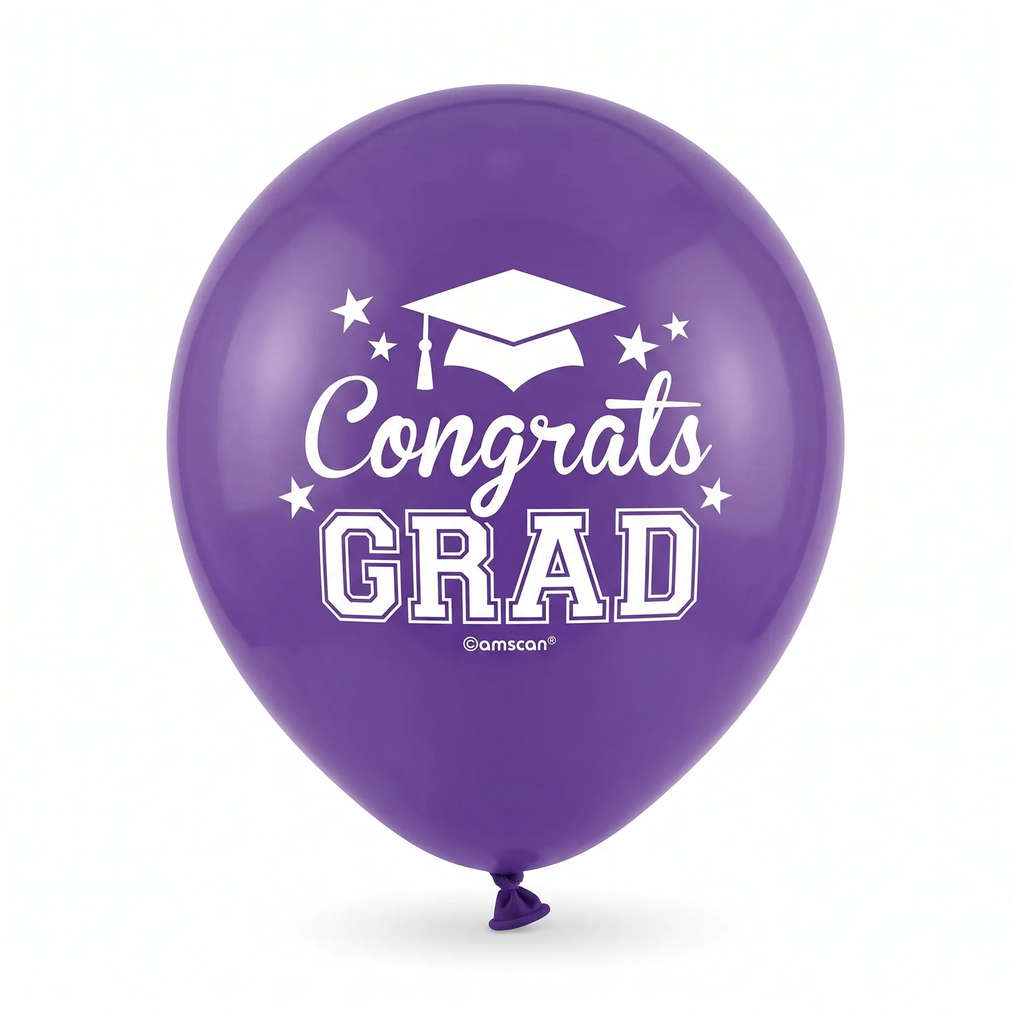 "Congrats Grad" Purple Latex Balloons, 12-Inch, 15-Pack