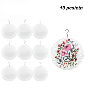 ICESIP 10Pack Sublimation Wind Spinner Blanks 10 Inch Wind Spinners Sublimation Blanks 3D Aluminum Metal Wind Spinners for Yard and Garden Indoor Outdoor Window Porch Front Door Decoration Round for Vday party weddings gift