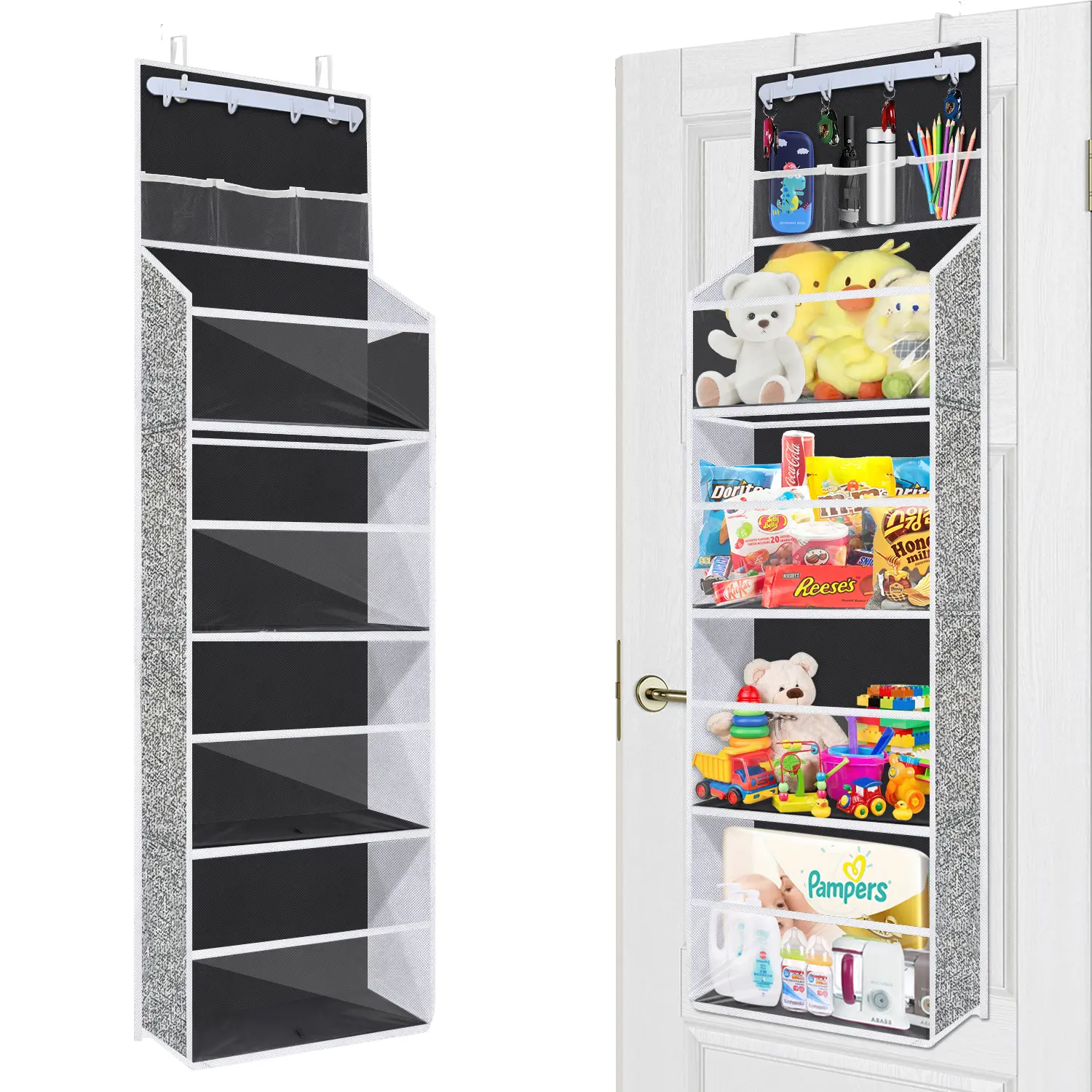 VICTORICH All-IN-ONE Over the Door Organizer with Door Rack, Large Clear Windows, Wall File Organizer & Hanging Organizer for Behind the Door Storage