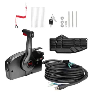 VEVOR Boat Throttle Control,  881170A15 Side-Mounted Outboard Remote Control Box for Mercury PT 2-Stroke, Marine Throttle Control Box with Power Trim Switch, 16.3 ft Harness 8+4 Pin, and Lanyard