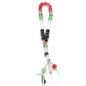 PLE Flag Colorful Prayer Beads Rosary Bracelet Glass Crystal Wristband