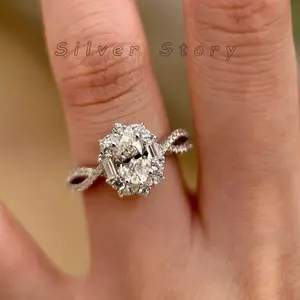 925 Exquisite Sterling Silver Oval Zirconia Ring, Designed Specifically For The Elegant Bride. Perfect For Engagements, Weddings, Parties, Everyday Wear, And As An Anniversary Gift—A Luxurious And Sparkling Zirconia Ring.