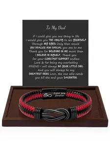 Christmas Gifts for Dad From Daughter, Leather Bracelet Jewelry with Gift Card, Casual Style, All Seasons Stocking Stuffer, Valentine's Day Father's Day Gift for Dad, Personalized Jewelry