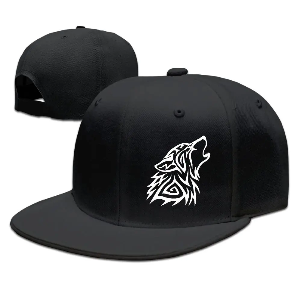 Adult Wolf Snapback Caps for Men Women,Tribal Wolf Howl Adjustable Hip Hop Flat Brim Baseball Cap, Unisex outdoor sun casual hat cheap baseball hat, Casual Outfits Cap, Adjustable Streetwear Hat