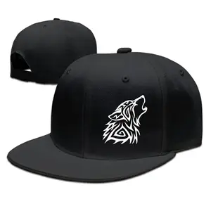 Adult Wolf Snapback Caps for Men Women,Tribal Wolf Howl Adjustable Hip Hop Flat Brim Baseball Cap, Unisex outdoor sun casual hat cheap baseball hat