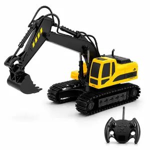 6 Channel Remote Control Excavator Toy for Kids, RC Construction Truck with Alloy Digging Bucket, 180° Rotating Crawler & Rechargeable Battery