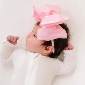 Baby Bling Classic Bow Skinny thin soft nylon headband with big bow