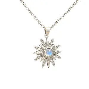 Silver Plated Labradorite Star Pendant Necklace with 24 Inch Chain daily use gift