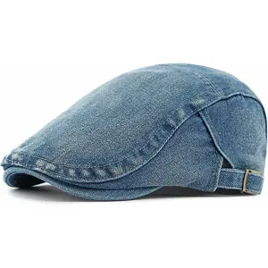 Newsboy Cap for Men Adjustable Flat Ivy  Cabbie Driving Hat Breathable Denim  Golf Cap