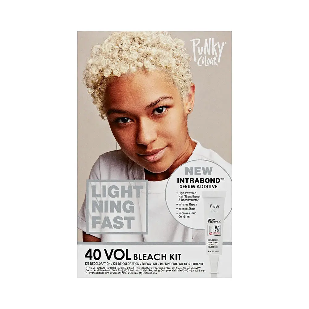 Punky Colour Intrabond 40 Volume Bleach Kit with Bond Repair for Blonde Transformation, Complete Haircare Pack with Serum, Mask & Brush, Blonde Hair Transformation