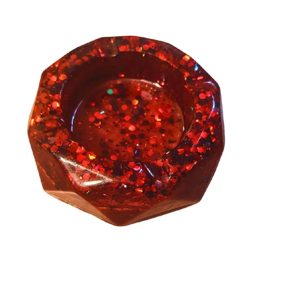 Dark Red and Chunky Glitter Ashtray