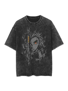 RENGOKU TEE Kyoujurou Anime Shirt Kimetsu TShirt Japan Vintage Graphic Tee Manga Vintage Gym T-Shirt, Pump Cover, Gift for Him, Fitness Gift, Weightlifting T-Shirt, Manga Oversized T-Shirt Menswear Top