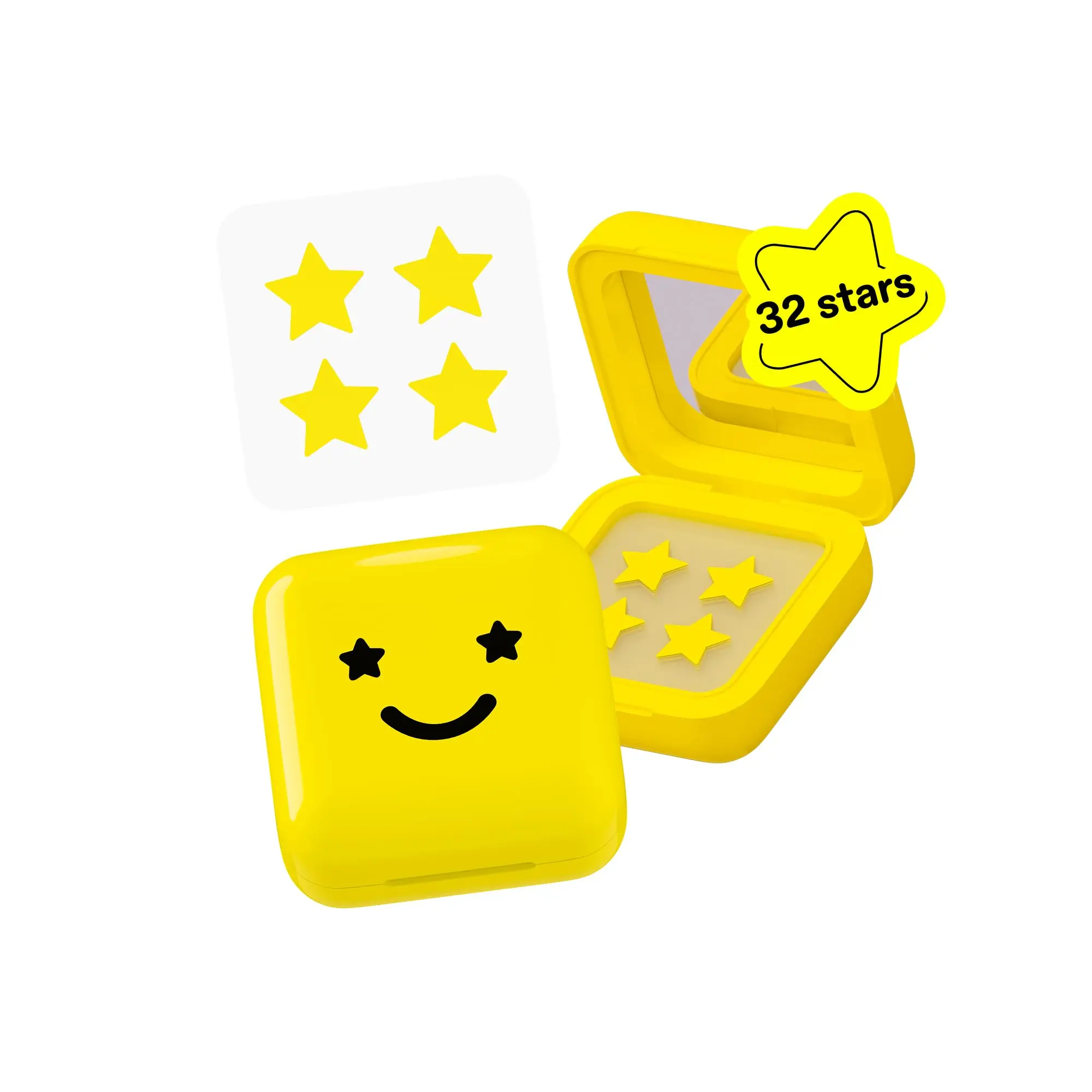 Star Pimple Patches and Big Yellow Compact, Clinically Proven Spot Shrinking in 6 Hours, Absorb Fluid and Reduce Redness, Hydrocolloid, Vegan and Cruelty-Free Skincare (32 Count)