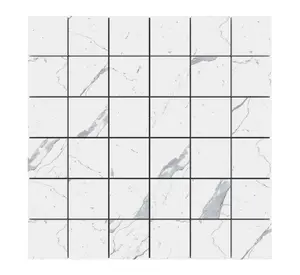 2x2 Statuario Marble Mosaic Tile  For Kitchen Backsplash or Bathroom Wall and Flooring