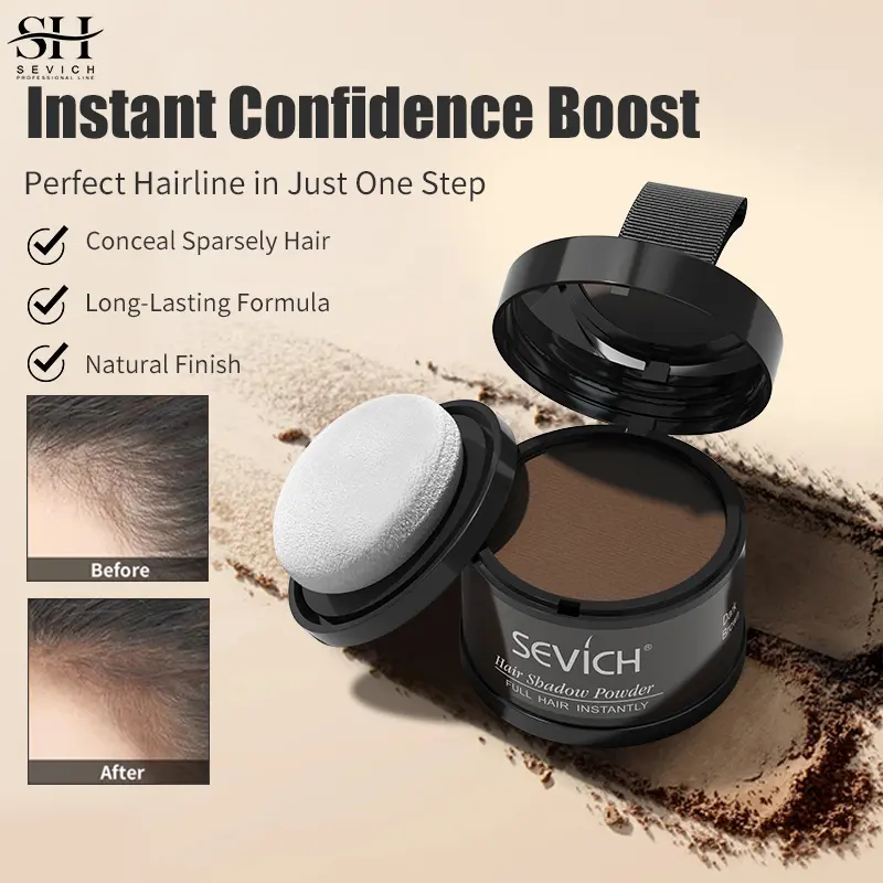 SEVICH Hairline Powder 4g - Root Color Hair Dye, a hair powder for women and men to cover gray hair and bald patches - Waterproof and sweat-resistant - Easy to apply - Hair care product Haircare Black