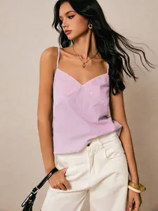 Women's Beach Vacation Casual Striped Print Camisole Pink Sparkly Top Pink Summer Top Pink Top Women Cami Tops Spaghetti Strap Top Striped Pink Top
