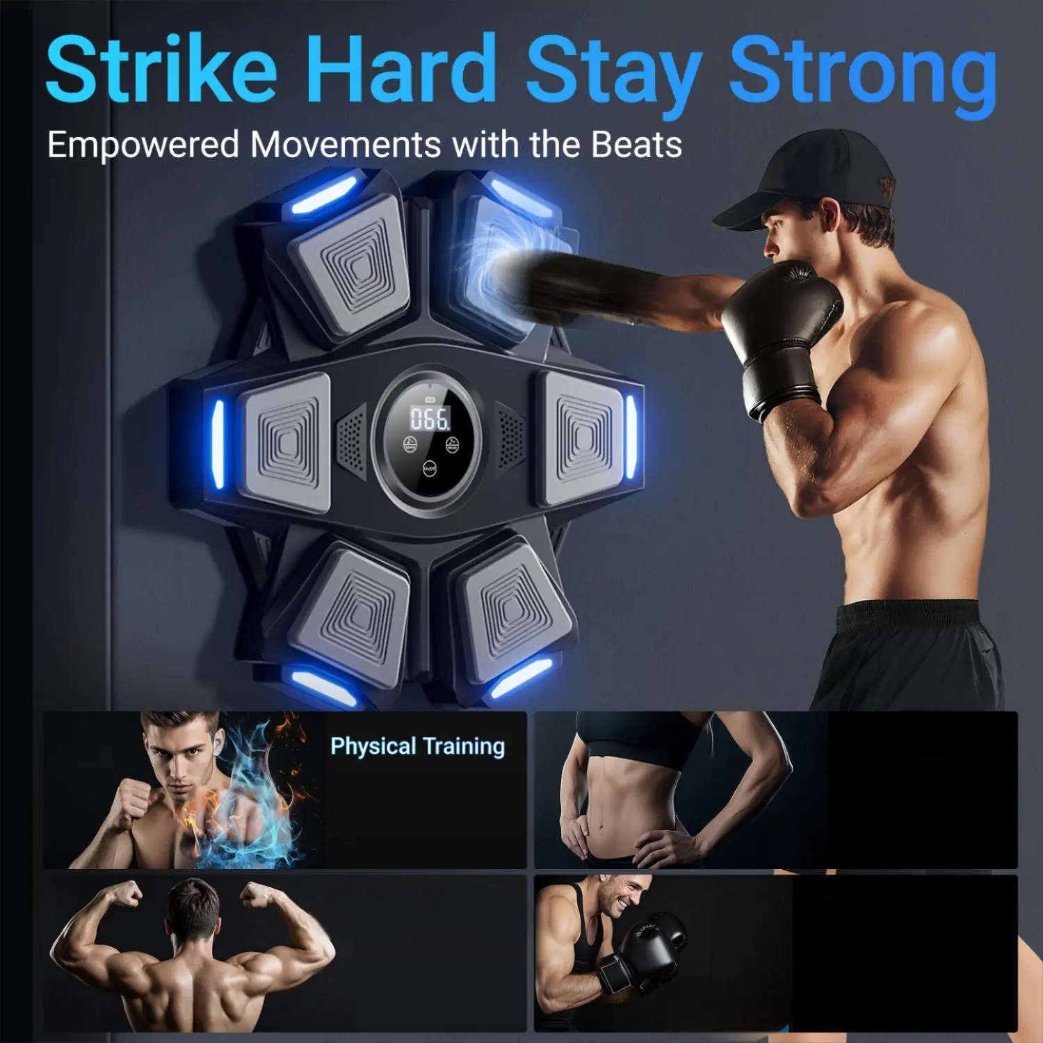 Musical boxing machine, suitable for both adults and children, smart touch screen to adjust speed and mode anytime and anywhere