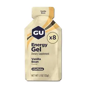 GU Energy Original Sports Nutrition Energy Gel, Vegan, Gluten-Free, Kosher, and Dairy-Free On-the-Go Energy for Any Workout, 8-Count, Vanilla Bean
