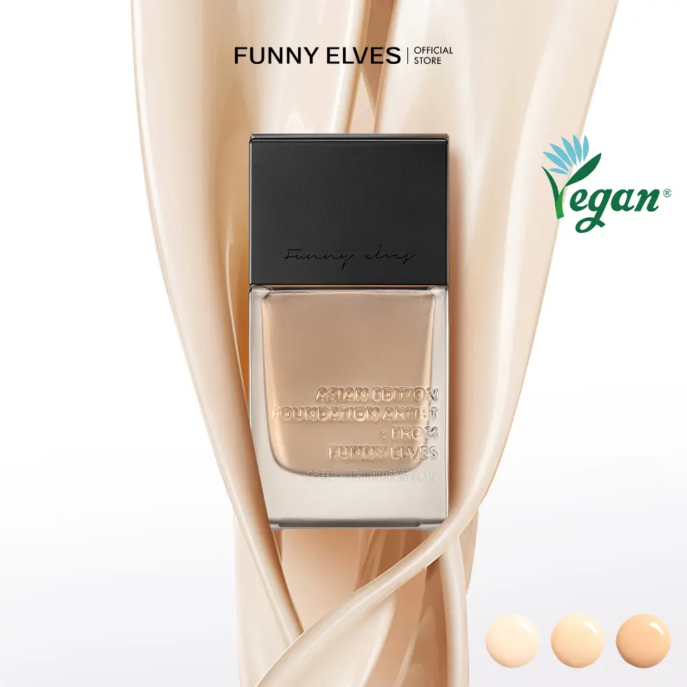 funny elves Soft Matte Long-Lasting Foundation for Adults, Silicon-Based Cosmetic with Buildable Coverage for All Skin Types, 25ml, Foundation Coverage, Bottle