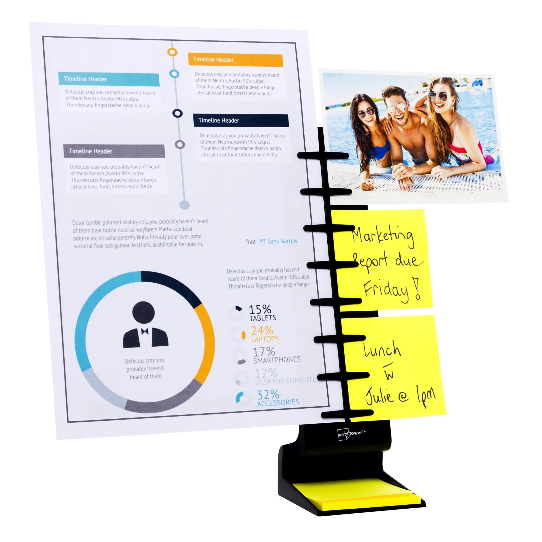 Note Tower Desktop Pro - Dual Page Document Holder