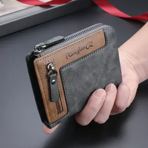 1Pc Men's Vintage Stylish and Versatile Zipper Wallet, Multifunctional Multi Card Slot Large Capacity Card Holder, Ideal Gift for Men(Sheet)