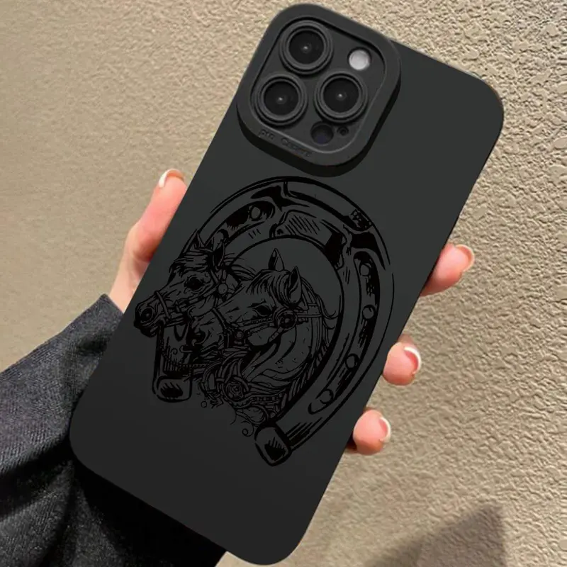 for iPhone 17 ProMax Horse Pattern Phone Case, Decorative Phone Protector Cover, Phone Accessories Compatible with iPhone 11 12 13 14 15 Pro Max 15 Plus 16 16 Pro Max, Casing